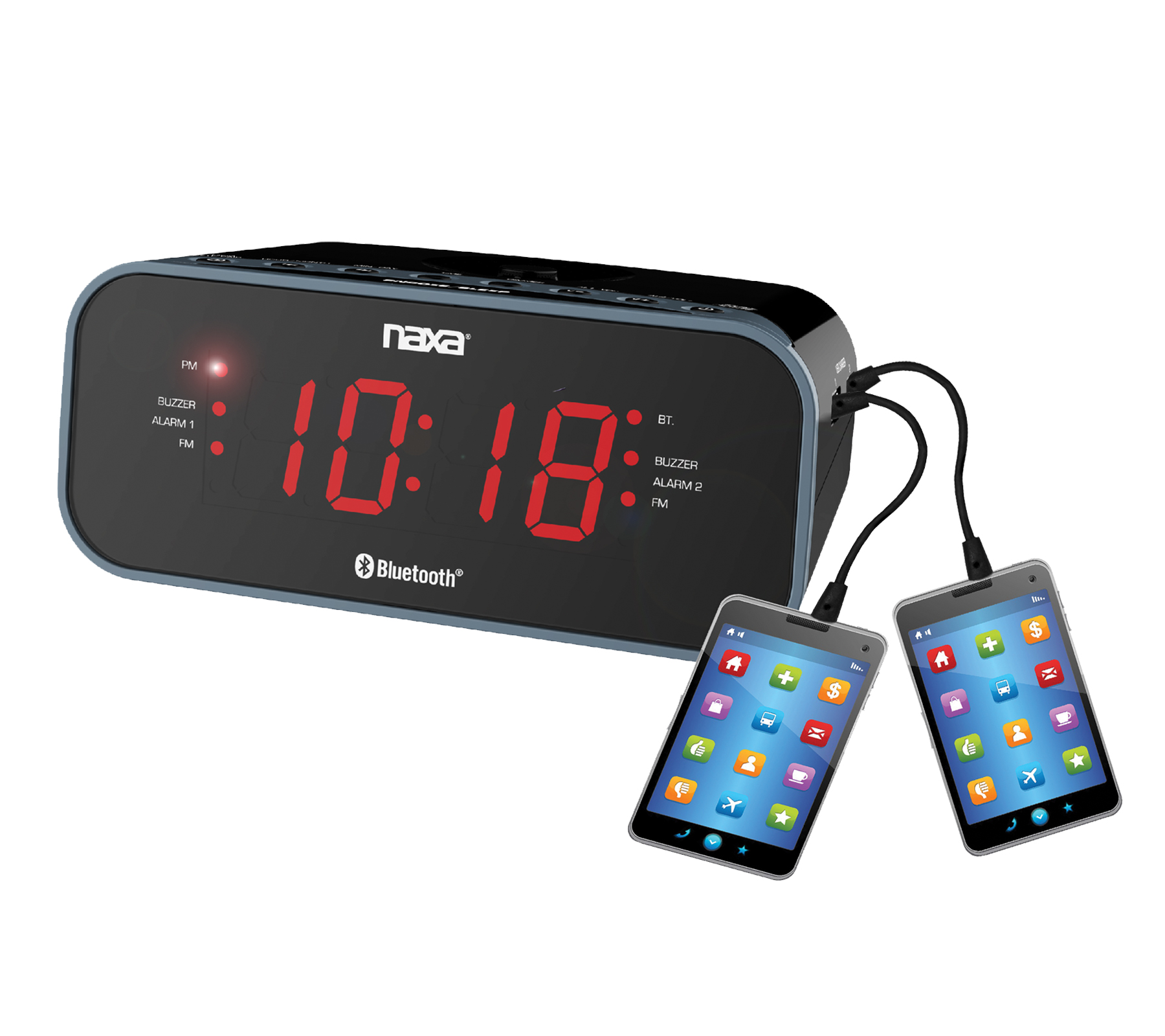 Bush DAB+ Clock Radio With Wireless Charging Dock – Black NE-2019 (Refurbished)