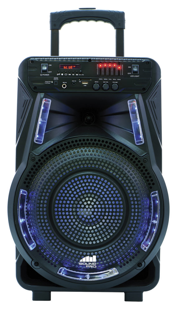Black Naxa Electronics Portable Bluetooth Party Speaker with Disco Light 12-inch 