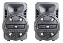 Dual 8″ Bluetooth® True Wireless Sync Party Speakers with Disco Light Combo