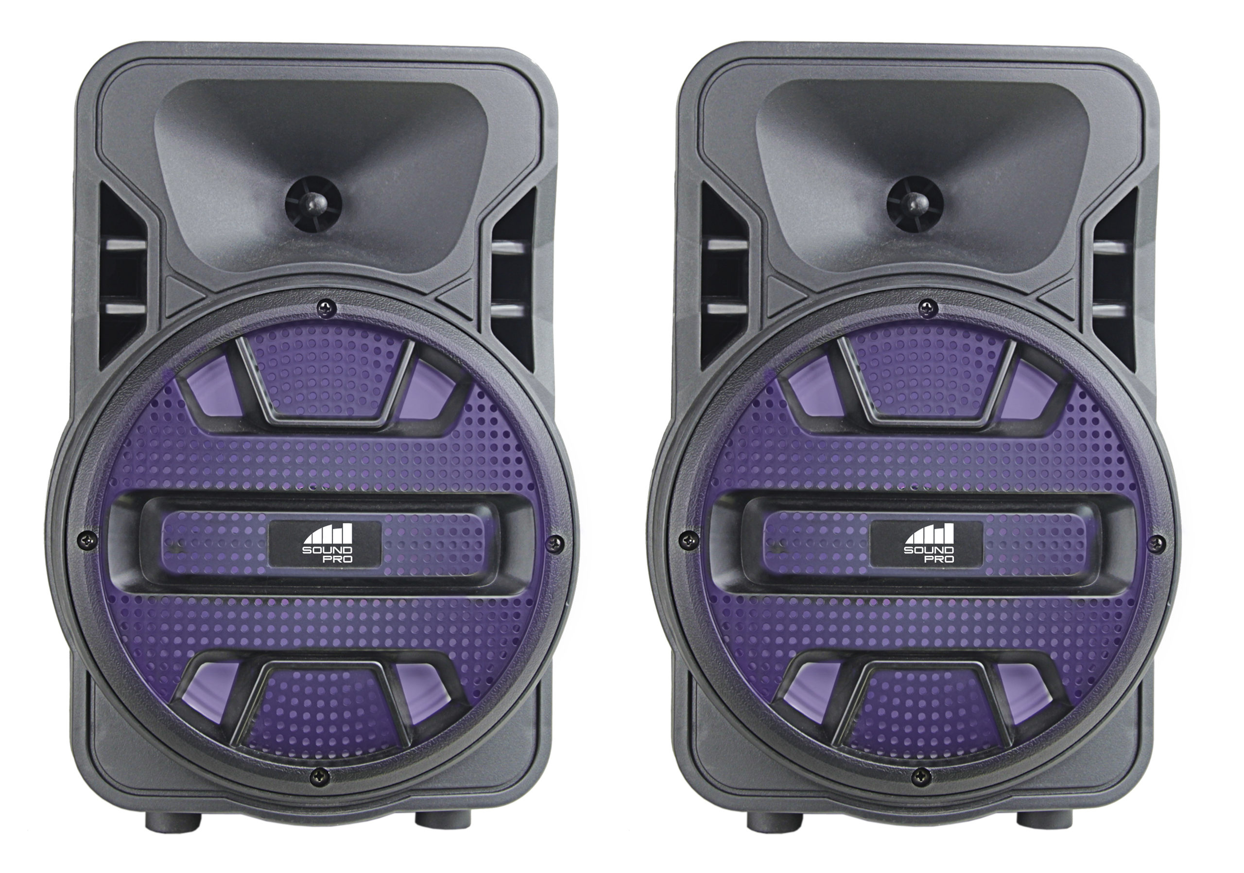Dual 8″ Bluetooth® True Wireless Sync Party Speakers with Disco Light Combo