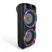 Portable Dual 4″ Bluetooth® Party Speakers with Multi-Color Circular Lights