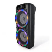 Portable Dual 4″ Bluetooth® Party Speakers with Multi-Color Circular Lights